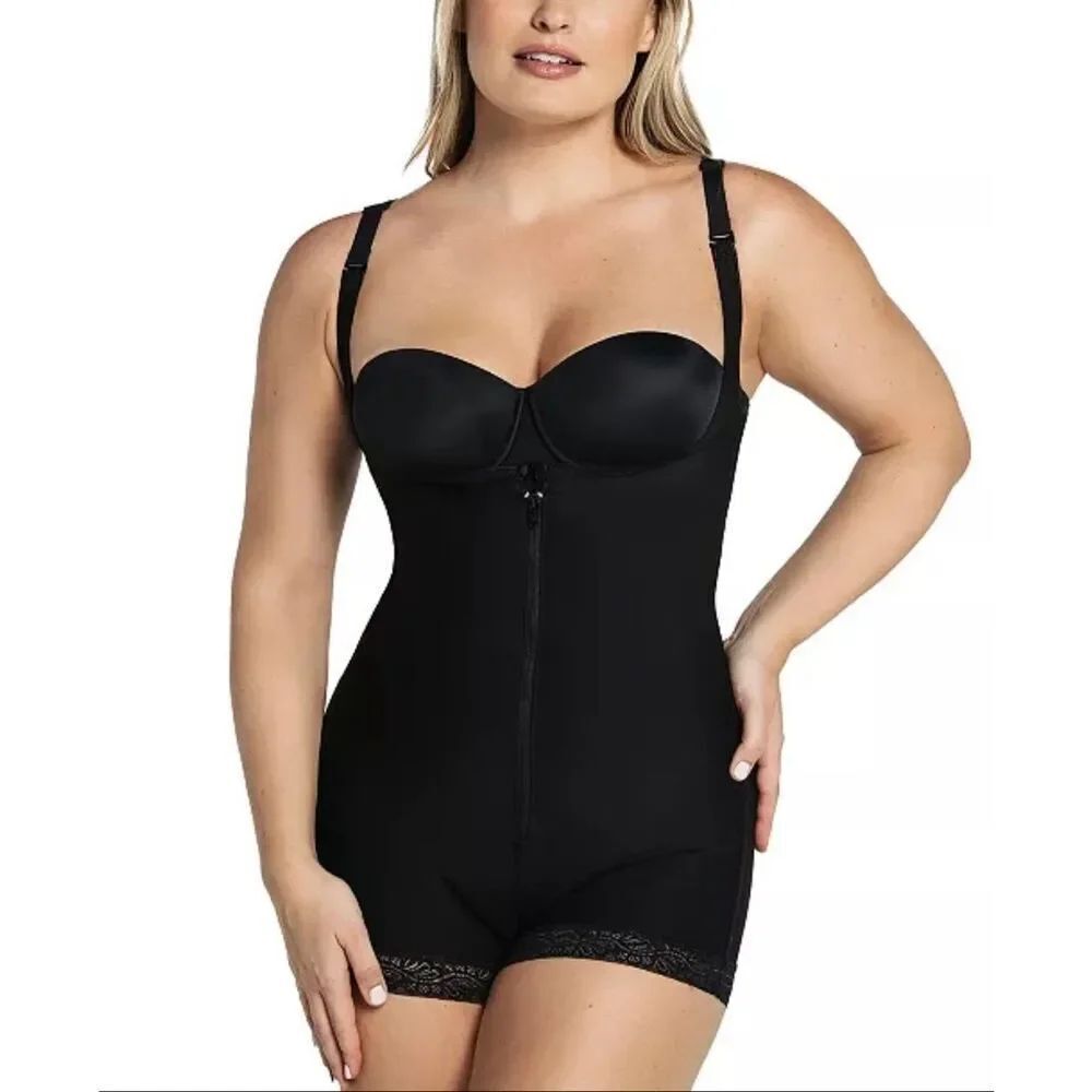 Leonisa Firm Compression Pull On Boy Shorts Bottom Body Shaper Black Medium